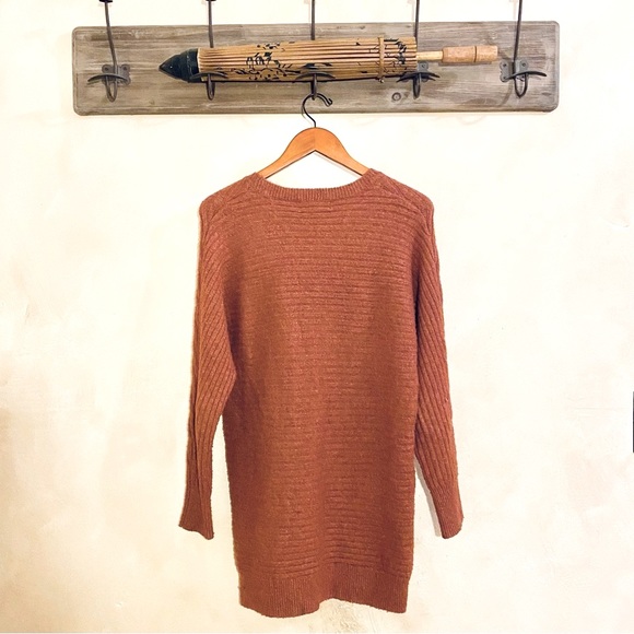 🪶3/$20 Super Soft! PINK ROSE Fuzzy Ribbed L/S Oversized Rust CrewNeck Sweater-S - Picture 4 of 16